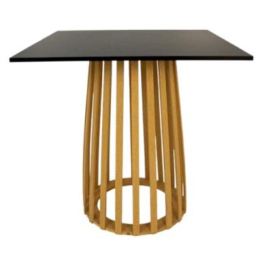 Imagem de Mesa Buffet Ripada Grande 80x80cm Tampo Quadrado Para Festas Eventos Casamento Aniversário Bolo Doces Rústico Decoração Balcão Mdf Jt Home (TAMPO PRETO)