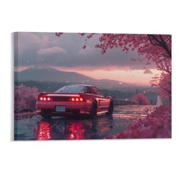 Imagem de HouLaiZhe Rosa Romântico Nsx Jdm Carro Flores de Cerejeira Cartazes Tela Estética Sala Decoração de Parede Impressões Galeria Sala Decoração de Parede para Quarto Sala de Estar Escritório 11 x 17