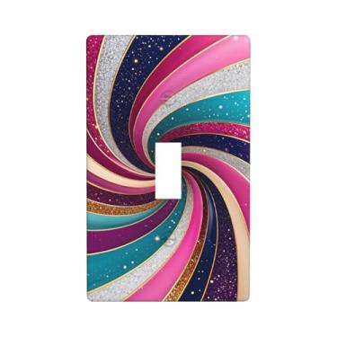 Imagem de Indokyeyqaz Placa decorativa para interruptor de luz de vórtice colorido, placas de parede decorativas, 1 placa de interruptor de grupo e capas de tomada 7 x 11,4 cm para quarto, banheiro, cozinha