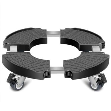 Imagem de Caddy de planta com rodas Suporte de planta resistente ajustável com 4 rodízios bloqueáveis, comprimento 40-54CM, capacidade de 150KG, para Mover de vaso de planta grande interno ao ar livre " (Preto)