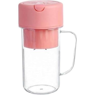 Imagem de Liquidificador Portátil USB Recarregável, 420mL, Aço Inoxidável, 1300mAh, 2 Lâminas, para Frutas e Vegetais (Rosa)