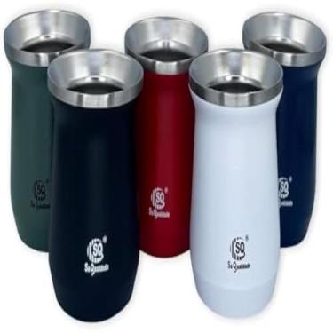 Imagem de Cuia, beber, mate, termica, classica, garrafa, erva-mate, preta, 230ml, eficiente