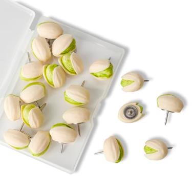 Imagem de 20 peças de pinos de pistache e tachas de polegar para quadros de avisos, quadros de cortiça, mapas de parede, parede de fotos - organização de escritório decorativa fofa, material escolar, decoração