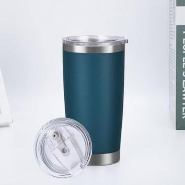 Imagem de CWPJUNDGP Caneca de carro de aço inoxidável de 590 ml, caneca de carro de camada dupla, isolamento térmico, isolamento térmico, copo mestre de gelo, grande capacidade