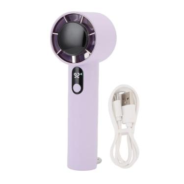 Imagem de Ventilador portátil portátil Mini ventilador portátil Ventilador de mesa portátil 5 velocidades ajustável silencioso recarregável display digital ventilador de bolso pequeno para (Roxa)