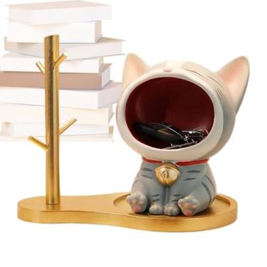 Imagem de Prato de doces de gato - boa sorte suporte estátua gato estatueta bugiganga - tigela de bugiganga, mesa de entrada, casa, sala de estar, quarto, armário prateleira decoração
