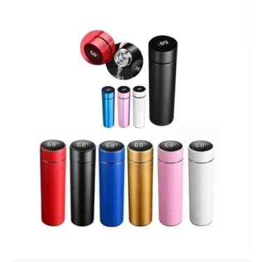 Imagem de Kit 2 Garrafas Térmica 500ml Aço Inox LED Digital Temperatura
