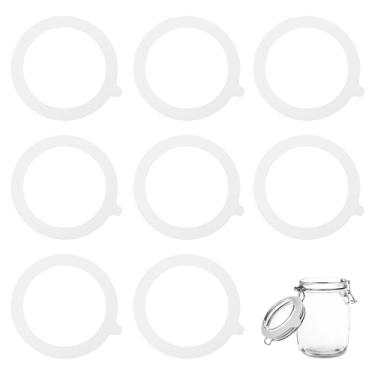 Imagem de 8 peças de anéis de vedação para frascos de vidro, substituição de vedação de silicone, vedação de borracha para tampas de frascos de pedreiro, vedações de encaixe de silicone para frascos de vidro