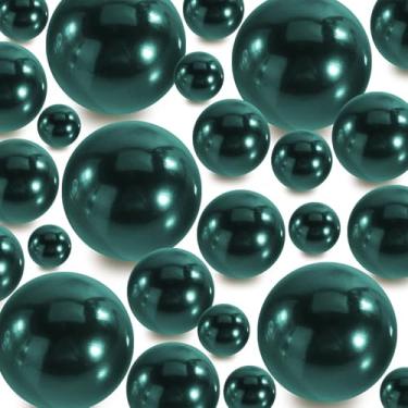 Imagem de YULYNJQ Contas de enchimento de vaso, 300 peças, contas flutuantes verdes escuras para centros de mesa, pérolas falsas para velas flutuantes, mesa de casamento, tema de aniversário, festa, decoração