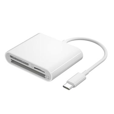 Imagem de Leitor de cartão de memória, adaptador de leitor de cartão USB-C para CF/SD/TF com 3 compartimentos Plug & Play para telefone e laptop