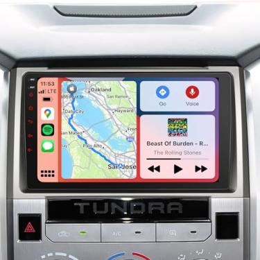 Imagem de Rádio estéreo de 8 núcleos para Toyota Tundra 2014-2021 (serve apenas para JBL) com CarPlay sem fio e Android Auto, tela sensível ao toque QLED de 9 polegadas, unidade de cabeça Toyota Tundra