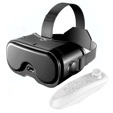 Imagem de VBESTLIFE Fone de Ouvido VR para Telefone IOS Android, óculos VR 3D Anti-luz Azul Ajustável FOV de 120 ° Com Controlador Bluetooth para Passeios Virtuais de Filmes de Jogos (Branco)