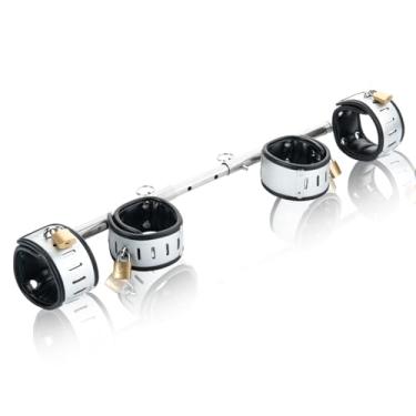 Imagem de Barra de aço inoxidável giratória, resistente, equipamento de academia doméstica com 4 alças acolchoadas ajustáveis de poliuretano peludo para treinamento físico, kit de acessórios de pilates e ioga.