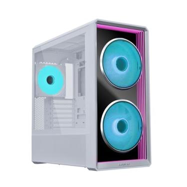 Imagem de Lian Li LANCOOL 217 INF Capa de computador espelhada infinita branca, capa para computador ATX de torre média com 3 ventiladores pré-instalados, ventiladores ARGB 2 x 170 mm, 1 x 140 mm, painel de