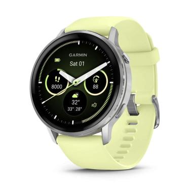 Imagem de GPS Garmin Venu 4 Prata com Pulseira de Silicone Amarelo-Lima 45mm
