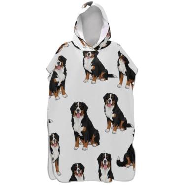 Imagem de Joisal Bernese Mountain Dog Branco Surf Poncho Trocador Adulto Plus Size Masculino Poncho com Capuz Toalha de Natação Bonito