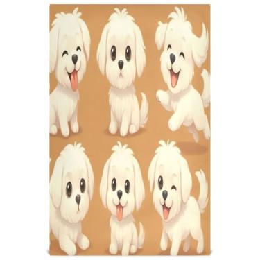 Imagem de Joisal Toalhas de chá fofas toalhas de prato de cachorro branco de desenho animado para decoração de cozinha para lavar pratos absorventes 45 x 71 cm, 1 pacote