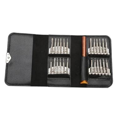 Imagem de Conjunto de chaves de fenda de precisão 25 em 1, mini kit de ferramentas de reparo com bolsa de couro preto para relógio, óculos, PC, celular e câmera