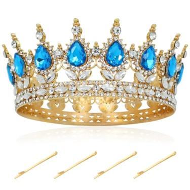 Imagem de inSowni 1 tiara de cabelo com coroa de rainha e strass de princesa, aniversário, casamento, noiva, acessórios para mulheres, meninas, damas de honra, One Size