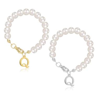 Imagem de 2 peças de pingentes de letras para copo Stanley, pingente de alfabeto, pingente de pérola, berloques, corrente, nome personalizado, identidade, letra inicial, decorações para acessórios Stanley