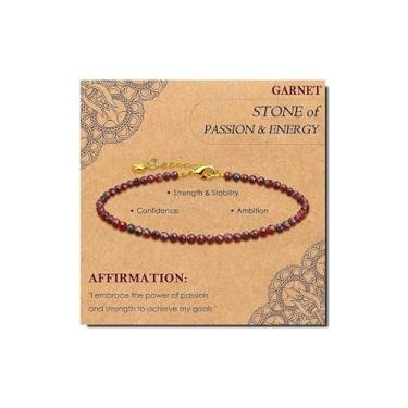 Imagem de Pulseira de granada para mulheres, contas de pedra granada vermelha, joias de cristal, pulseiras de pedras preciosas naturais, acessórios de presente, presentes de amizade, presentes para mulheres
