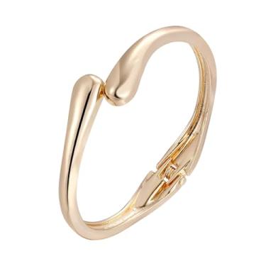 Imagem de Kvekstio Pulseira dourada grossa e aberta – punho articulado em gota d'água grossa, joia brilhante que não mancha, para roupas boêmias, acessórios arrojados, presente para jovens mulheres