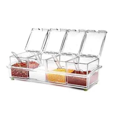 Imagem de Porta Temperos 4 Potes Em Acrilico Glam 8x6x7cm Kehome