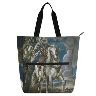 Imagem de GAIGEO Bolsa feminina Rubens Equestrian Duke Lerma para trabalho, lona, bolsas de tecido para faculdade, escola, viagem, com compartimentos
