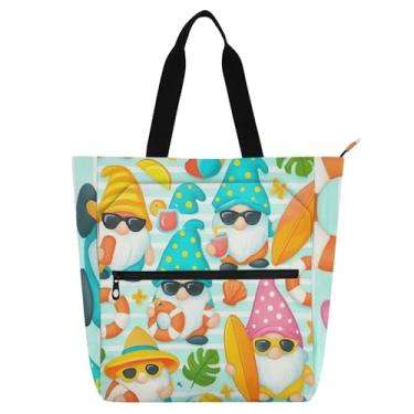 Imagem de Linda bolsa de trabalho feminina com gnomos de verão, bolsa escolar de lona com zíper, bolsas infantis para amantes de livros