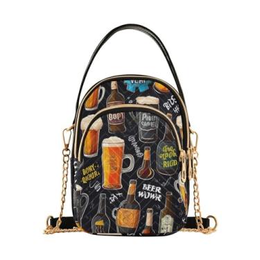 Imagem de Bolsa tiracolo feminina Beer on Black, bolsa tiracolo casual pequena bolsa tiracolo feminina moderna, Beer on Black-2, One Size