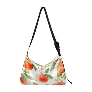 Imagem de Bolsa tiracolo de couro dragão verde, bolsa de ombro masculina, bolsa de couro sintético, Pêssegos em branco com folhas-3, One Size