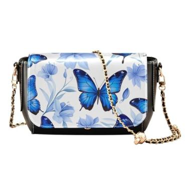 Imagem de GAIGEO Coleção Blue Butterflies Bolsas de ombro femininas transversais, bolsas tiracolo de couro femininas, bolsas de couro, Coleção Blue Butterflies - 1, One Size