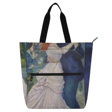 Imagem de GAIGEO Bolsas de trabalho femininas Auguste Renoir com estampas de dança, bolsas de tecido de lona, bolsa reutilizável para escola universitária com compartimentos