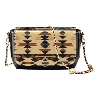 Imagem de Bolsa transversal de couro com aba rosa e morango, bolsa tiracolo de couro médio para mulheres, Tribal com marrom e preto, estilo 4, One Size