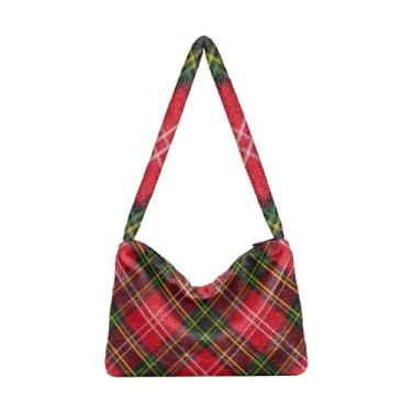 Imagem de GAIGEO Bolsas de ombro femininas multicoloridas, bolsas femininas, bolsas de outono, Tecido xadrez xadrez xadrez, One Size