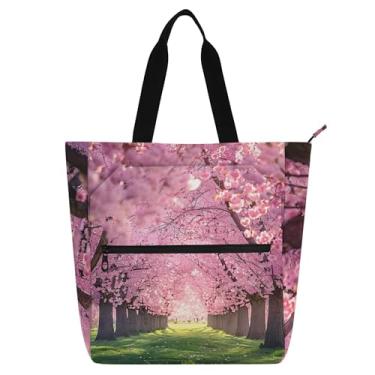 Imagem de GAIGEO Bolsa feminina com cenário de flores de cerejeira para trabalho, escola, bolsa para professores, amantes de livros