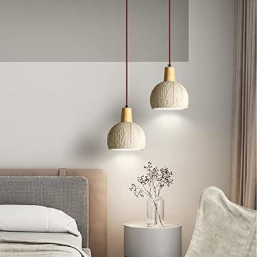 Imagem de Luminária pendente de concreto cimentício, estilo industrial, com cúpula de cimento, ideal para restaurantes, bares, salas de estar, quartos, ilhas de cozinha e ambientes rústicos. Dimensões