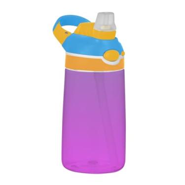 Imagem de Garrafa de água roxa magenta gradiente ombré para crianças 473 ml garrafa de água esportiva reutilizável com tampa de canudo 473 ml Tritan copo infantil à prova de vazamento portátil, alça de