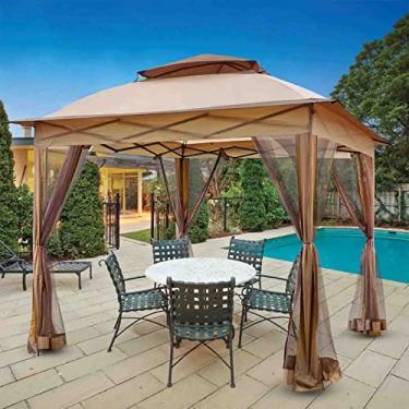 Imagem de CMOLVUR Tenda de gazebo instantânea pop-up com rede abrigo de dossel externo 121 pés quadrados de sombra para jardim 28 x 3 m