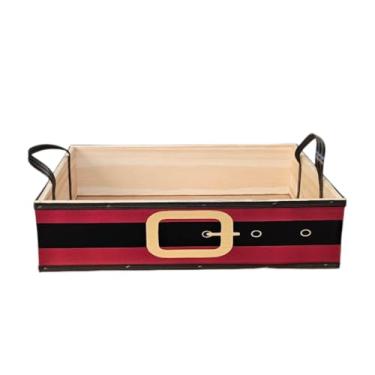 Imagem de Cesta Bandeja Natalina Decorada Natal Caixa Personalizada(P - 26x16,Vermelha - Cinto)