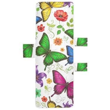 Imagem de Borboletas coloridas floral brilhante espreguiçadeira capas de cadeira toalha de piscina lounge cadeira de praia engraçada espreguiçadeira de praia 215,9 cm x 76,2 cm