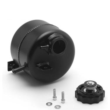 Imagem de Reservatório de tanque de expansão de transbordamento de água do radiador polido de alumínio 2,5L, tanque de liga de expansão, tanque de radiador com tampa para Mini Cooper S R52 R53, prata (preto)