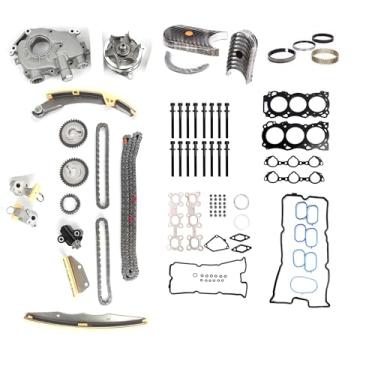 Imagem de VQ40DE Kit de corrente de distribuição com bomba de água conjunto de parafusos de junta de bomba de óleo adequado para Nissan 4.0L 3954cc GAS V6 DOHC 2005-2010 Apto para Nissan Frontier Pathfinder