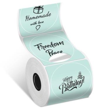 Imagem de Etiqueta térmica Phomemo Circular negra sobre verde 50x50 mm 140 etiqu