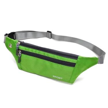 Imagem de Bolsa de cintura para homens e mulheres à prova d'água bolsa de telefone pochete moderna com porta de fone de ouvido acessórios de corrida esportiva, Verde, Elegante