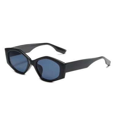 Imagem de HPIRME Óculos de armação pequena e moderna para homens e mulheres, estilo vintage, luxuosos, para uso externo, com proteção UV400 (preto e cinza).