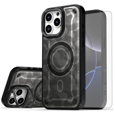 Imagem de Asuwish Capa de celular para iPhone 16 Pro Max 6,9 polegadas magnética com protetor de tela de vidro temperado e suporte rígido de carregamento sem fio pintado i Phone16 16Pro i16 ProMax 16ProMax