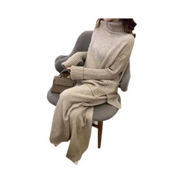 Imagem de Conjunto De Moletom Feminino De Outono Inverno Com Suéter De Gola Alta