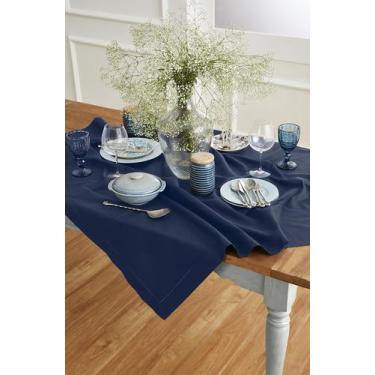 Imagem de Toalha de mesa Solino Home Navy Cotton Linen 132x132cm Lavar à máquina