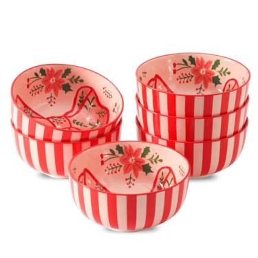 Imagem de glowworm Conjunto de 6 tigelas de cereal, tigelas de sopa de cerâmica, tigelas de cereais para arroz, aveia, frutas, sorvete, sobremesa, lava-louças e micro-ondas, rosa